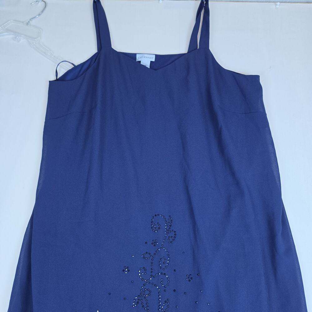 Catherines Blue Rhinestone Sleeveless Dress Plus Size 22W Lined Formal Evening - Picture 3 of 9
